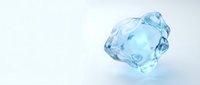Transparent blue crystal or ice chunk isolated on white background, suitable for design projects, jewelry concepts, and digital compositions.