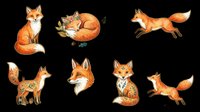 Cute watercolor fox clipart set with seven poses, isolated on transparent background. Great for stickers, t-shirt design, print on demand, and sublimation crafts.