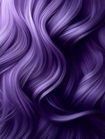 Flowing waves of purple hair with silky smooth texture and natural shine creating dynamic movement pattern against dark background. For beauty and fashion designs.