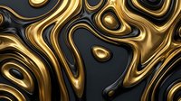 Luxurious golden liquid metal waves flowing in abstract patterns creating elegant swirls and curves on dark background for premium design projects.