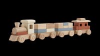 Wooden toy train with colorful blocks isolated on transparent background, ready for nursery clipart, kids t-shirt design, stickers, print on demand, and sublimation projects.