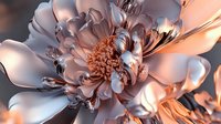 Elegant metallic flower with copper and silver tones showcasing detailed petals and center. Modern artistic botanical design for luxury branding and decor.