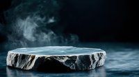 Dramatic stone platform with rising smoke on dark background creates mysterious atmosphere for product photography and creative commercial compositions.