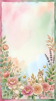 Watercolor floral frame with rabbit, peonies, roses, lavender, and stars on soft pastel gradient background. Isolated design ready for invitations, greeting cards, and children's projects.