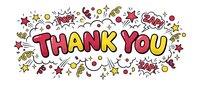 Thank you message with comic book style lettering and colorful burst elements, isolated on white background for greeting cards, social media posts, and thank you designs.