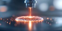 Industrial laser cutting metal with bright orange sparks flying in modern manufacturing facility showcasing precision engineering and advanced technology.