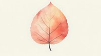 Watercolor autumn leaf in coral and peach tones with visible veins, isolated on white background. Suitable for fall designs, seasonal graphics, and decorative projects.