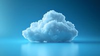 Glowing white cloud formation floating against dark blue background with reflection on glossy surface, dramatic lighting creates ethereal atmosphere.