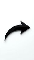 Black curved arrow pointing right isolated on white background for graphic design projects and presentations.