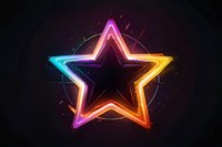 Vibrant neon star shape with multicolored glowing outline against dark background, perfect for modern design projects, nightlife themes, or entertainment concepts.