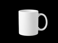 White ceramic mug isolated on transparent background, ready for sublimation, print-on-demand, and custom design projects. Perfect for t-shirt mockups, clipart, and merchandise creation.