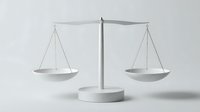 Balanced justice scales on white background, symbol of law and legal system, isolated object for legal and judicial concepts, business ethics and equality.