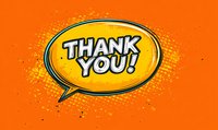 Bright comic style speech bubble with "THANK YOU!" text on vibrant orange background, perfect for gratitude messages and social media graphics.