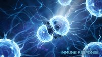 Glowing blue immune cells with electrical energy pathways activating during immune response, suitable for medical, healthcare, and scientific presentations.