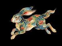 Ornate decorative rabbit with intricate floral patterns and gold accents, isolated on transparent background. Ready for t-shirt design, clipart, stickers, sublimation, and print-on-demand projects.