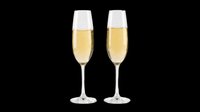 Pair of champagne flutes filled with sparkling wine, isolated on transparent background. Ready for design use on t-shirts, posters, stickers, print-on-demand products, and digital designs.