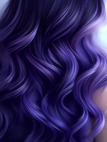 Luxurious waves of deep purple and lavender hair with glossy shine and flowing curls create dramatic texture and movement for beauty and fashion designs.
