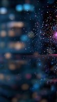 Abstract cosmic background with sparkling particles and bokeh lights creating magical atmosphere for digital design and creative projects.