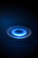 Glowing blue spiral vortex on dark background with light trails and circular motion effect creates dynamic cosmic atmosphere for science and technology designs.