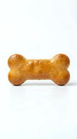 Dog treat bone-shaped biscuit isolated on white background, ready for pet food packaging, advertising, and e-commerce design use.