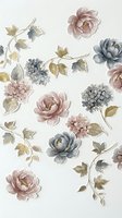 Watercolor botanical illustration featuring isolated pink peonies, blue hydrangeas, and golden foliage on white background. Perfect for wedding invitations, greeting cards, and design projects.