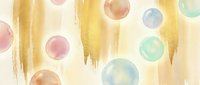 Abstract watercolor background with golden brush strokes and colorful circles in pastel tones for modern design projects and creative artwork.