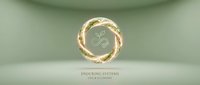 Circular rope frame with leaf sprout symbol on sage green background, representing enduring systems and life economy concepts.