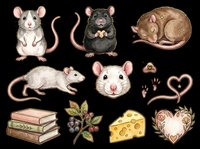 Cute rats and mice collection isolated on transparent background, ready for t-shirt designs, stickers, clipart, print-on-demand products and sublimation projects.