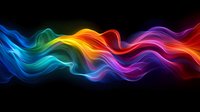 Vibrant rainbow colored smoke waves flowing horizontally on black background creating dynamic abstract light effect pattern for creative design projects.