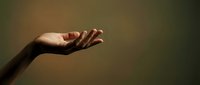 Open hand of a person with medium skin tone against a warm, blurred background, conveying concepts of giving, receiving, offering, or support for design projects.