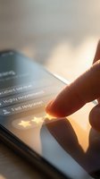 Customer giving five star rating on smartphone app for excellent service and fast response with golden sunlight creating warm atmosphere.