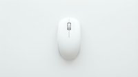 White wireless mouse with scroll wheel on neutral background, suitable for technology, office, and computer equipment marketing materials.