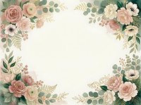 Vintage floral frame with roses, ranunculus, and greenery on cream background. Isolated design element for invitations, cards, and wedding stationery projects.