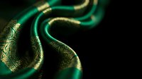 Emerald green snake with golden scales coiled in elegant curves against dark background for wildlife and nature projects.