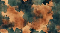 Abstract watercolor background in deep teal and copper tones with organic cloud-like formations creating dramatic atmospheric effects. Artistic texture for wall art.