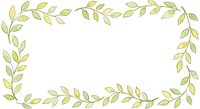Watercolor green leaf border frame with delicate branches and foliage on white background for wedding invitations, greeting cards and botanical designs.