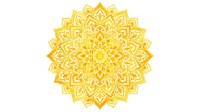 Ornamental golden mandala with intricate geometric petals and layered patterns, isolated on white background for design projects, textiles, and decorative applications.