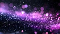 Magical purple and pink bokeh lights with glitter particles on dark background create dreamy cosmic atmosphere for festive designs and celebrations.