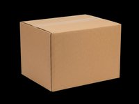 Closed brown cardboard shipping box isolated on transparent background, ready for stickers, print on demand, T-shirt design, clipart, and sublimation projects.
