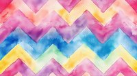 Vibrant watercolor chevron pattern in rainbow colors with soft blending and gradient effects creates dynamic zigzag stripes on white background for textile and paper design.