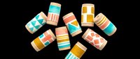 Colorful patterned tape rolls with geometric designs isolated on transparent background, ready for clipart, stickers, sublimation, print-on-demand products and craft designs.