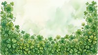 Watercolor green shamrock clover border frame with soft pastel background for St. Patricks Day greeting cards and seasonal designs.