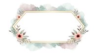 Hexagonal gold frame with watercolor florals and soft pastel wash background, featuring pink daisy flowers and green foliage for wedding invitations, greeting cards, and decorative designs.