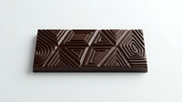 Dark chocolate bar with geometric striped pattern design, isolated on white background, ready for packaging, confectionery, and food industry marketing materials.