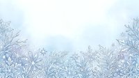 Frost-covered winter plants and delicate snowflakes create an icy border on soft white background, ideal for seasonal greeting cards and holiday design projects.