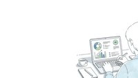 Professional woman working on laptop with financial dashboard and analytics charts, coffee cup on desk, business data analysis and reporting.