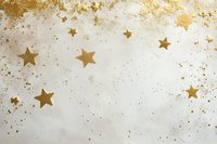Golden stars and glitter scattered on white textured background, creating festive celestial pattern for holiday designs.