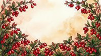 Vintage botanical frame with red berries and green foliage on cream background, ideal for greeting cards, invitations, and decorative design projects.