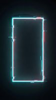 Neon glowing rectangular frame with cyan and pink lights on dark background, isolated design element for digital projects, posters, and modern graphic compositions.