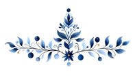 Elegant watercolor floral ornament in classic blue and white featuring symmetrical leaves, berries and decorative elements on white background, suitable for wedding stationery.